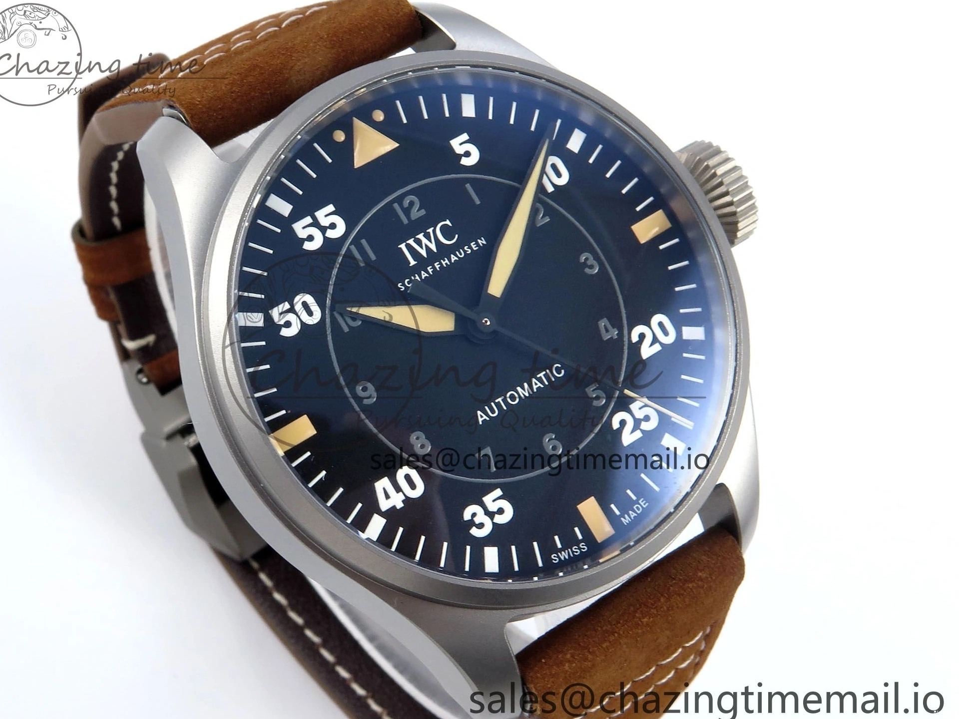 MIROTIME 0504 Big Pilot IW329701 M+F 1:1 Best Edition Black Dial on Brown Leather Strap MY RelaxedFit 7005